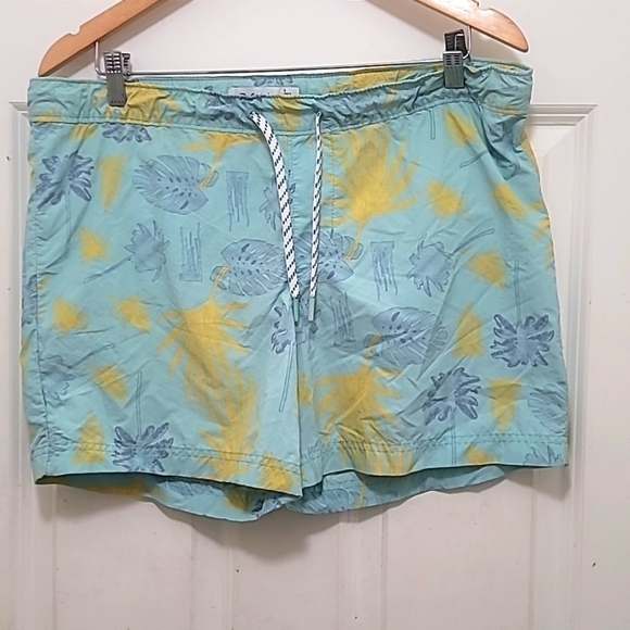 THE RAIL MEN'S SWIM TRUNKS HAWAIIAN ELASTIC DRAWSTRING WAIST NETTING GREEN SZ M - Picture 1 of 8